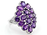 Purple African Amethyst  Rhodium Over Sterling Silver Ring 5.10ctw