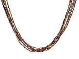 Multi-Color Sunset Spinel Rhodium Over Silver Bead Necklace