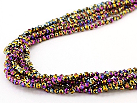 Multi-Color Sunset Spinel Rhodium Over Silver Bead Necklace
