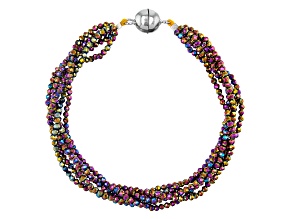 Multi-Color Sunset Spinel Rhodium Over Silver Six-Strand Bracelet