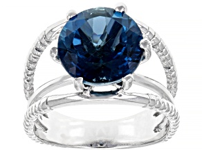 London Blue Topaz Rhodium Over Sterling Silver Solitaire Ring 5.00ctw