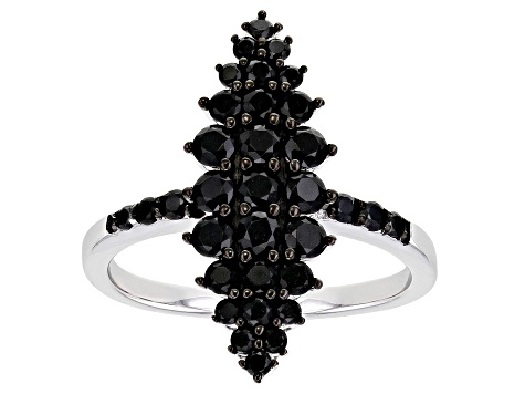 Black Spinel Rhodium Over Silver Ring 1.26ctw