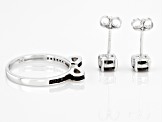 Black Spinel Rhodium Over Silver Jewelry Set 1.20ctw