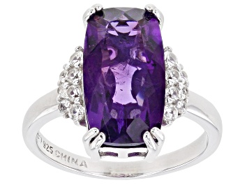 Picture of Purple Amethyst Rhodium Over Sterling Silver Ring 4.80ctw