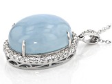 Blue Dreamy Aquamarine Rhodium Over Sterling Silver Pendant With Chain 26.40ctw