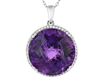 Picture of Amethyst Rhodium Over Silver Pendant With Chain 17.75ctw