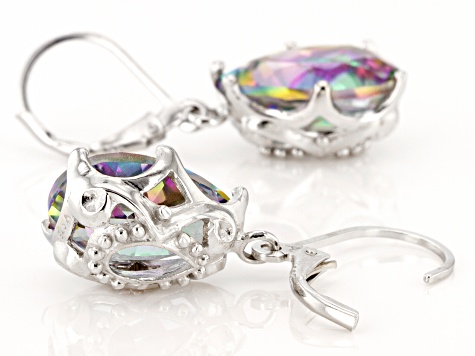 Multi Color Quartz Rhodium Over Sterling Silver Earrings 10.00ctw