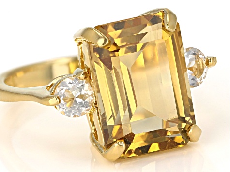 Yellow Brazilian Citrine 18K Yellow Gold Over Sterling Silver Ring 7.53ctw