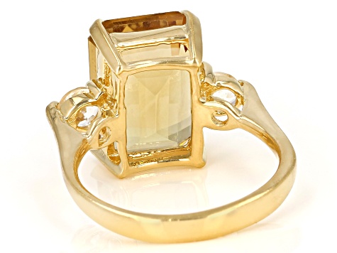 Yellow Brazilian Citrine 18K Yellow Gold Over Sterling Silver Ring 7.53ctw