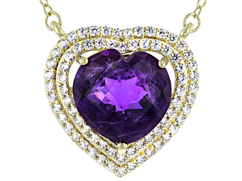 Purple African Amethyst 18K Yellow Gold Over Sterling Silver Pendant With Chain 5.40ctw