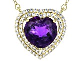 Purple African Amethyst 18K Yellow Gold Over Sterling Silver Pendant With Chain 5.40ctw
