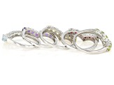 Multi Stone Rhodium Over Silver Set of 5 Rings 4.25ctw