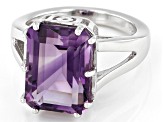 Amethyst Rhodium Over Silver Solitaire Ring 5.95ctw