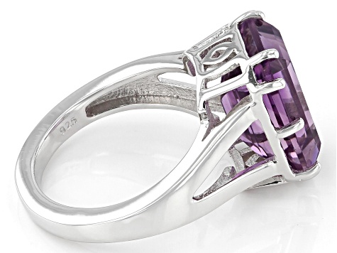 Amethyst Rhodium Over Silver Solitaire Ring 5.95ctw