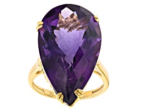 Purple African Amethyst 18k Yellow Gold Over Sterling Silver Ring 17.00ct