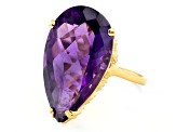 Purple African Amethyst 18k Yellow Gold Over Sterling Silver Ring 17.00ct