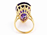 Purple African Amethyst 18k Yellow Gold Over Sterling Silver Ring 17.00ct