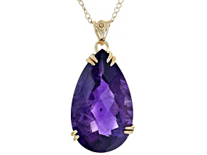 Purple African Amethyst 18k Yellow Gold Over Sterling Silver Pendant with 18" Chain