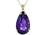 Purple African Amethyst 18k Yellow Gold Over Sterling Silver Pendant with 18" Chain