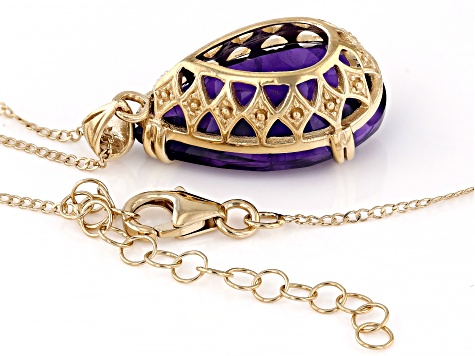 Purple African Amethyst 18k Yellow Gold Over Sterling Silver
