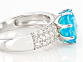 Pariaba Blue Color Opal Rhodium Over Sterling Silver Ring .65ctw