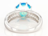 Pariaba Blue Color Opal Rhodium Over Sterling Silver Ring .65ctw