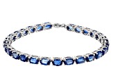 Blue Kyanite Rhodium Over Sterling Silver Bracelet. 14.07ctw