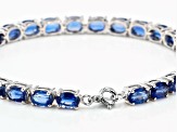 Blue Kyanite Rhodium Over Sterling Silver Bracelet. 14.07ctw