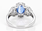 Blue Kyanite Rhodium Over Sterling Silver Ring. 2.21ctw