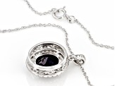 Blue Lab Created Sapphire Rhodium Over Sterling Silver Pendant With Chain 3.49ctw