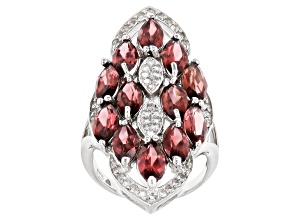 Red Garnet Rhodium Over Sterling Silver Ring 7.40ctw