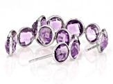 Purple Amethyst Rhodium Over Sterling Silver Earrings 22.00ctw