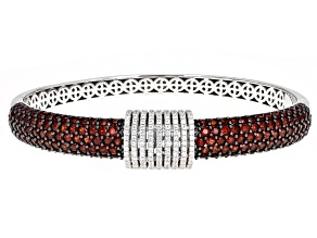 Red Garnet Rhodium Over Sterling Silver Bracelet 10.50ctw