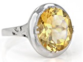 Citrine Solitaire Rhodium Over Sterling Silver Ring 3.70ct