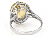 Citrine Solitaire Rhodium Over Sterling Silver Ring 3.70ct