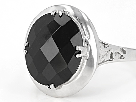 Black Spinel Rhodium Over Sterling Silver Ring  4.00ct