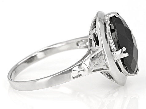 Black Spinel Rhodium Over Sterling Silver Ring  4.00ct