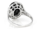 Black Spinel Rhodium Over Sterling Silver Ring  4.00ct