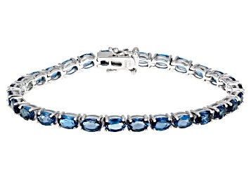Picture of London Blue Topaz Rhodium Over Sterling Silver Tennis Bracelet 13.50ctw