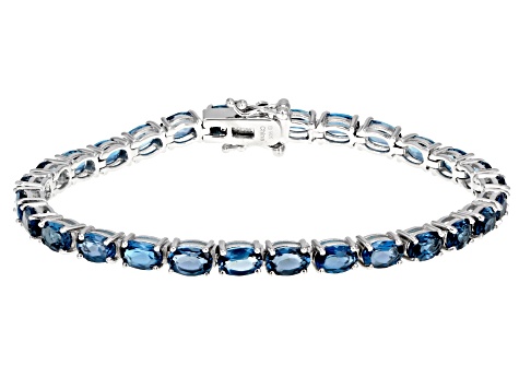London Blue Topaz Rhodium Over Sterling Silver Tennis Bracelet 13.50ctw