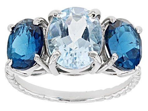 Sky Blue Topaz Rhodium Over Silver Ring 6.00ctw