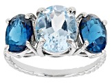 Sky Blue Topaz Rhodium Over Silver Ring 6.00ctw