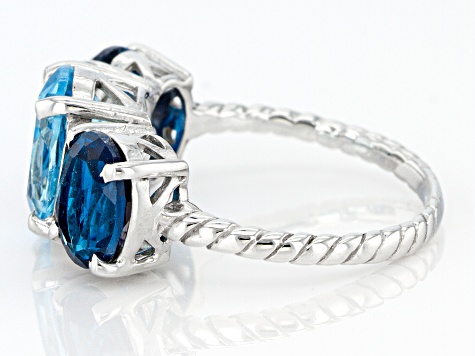 Sky Blue Topaz Rhodium Over Silver Ring 6.00ctw