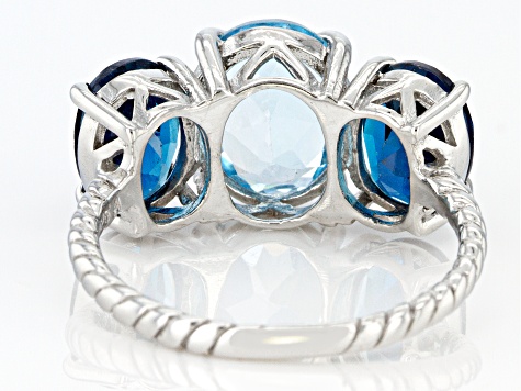 Sky Blue Topaz Rhodium Over Silver Ring 6.00ctw