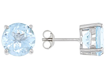 Picture of Sky Blue Topaz Rhodium Over Silver Stud Earrings 9.00ctw