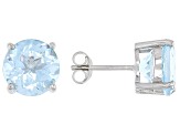 Sky Blue Topaz Rhodium Over Silver Stud Earrings 9.00ctw