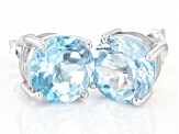 Sky Blue Topaz Rhodium Over Silver Stud Earrings 9.00ctw
