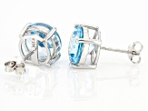 Sky Blue Topaz Rhodium Over Silver Stud Earrings 9.00ctw