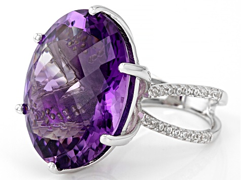 Purple Amethyst Rhodium Over Sterling Ring 20.85ctw - DOK1245 | JTV.com