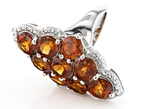 Hessonite Rhodium Over Sterling Silver Statement Ring 9.00ctw